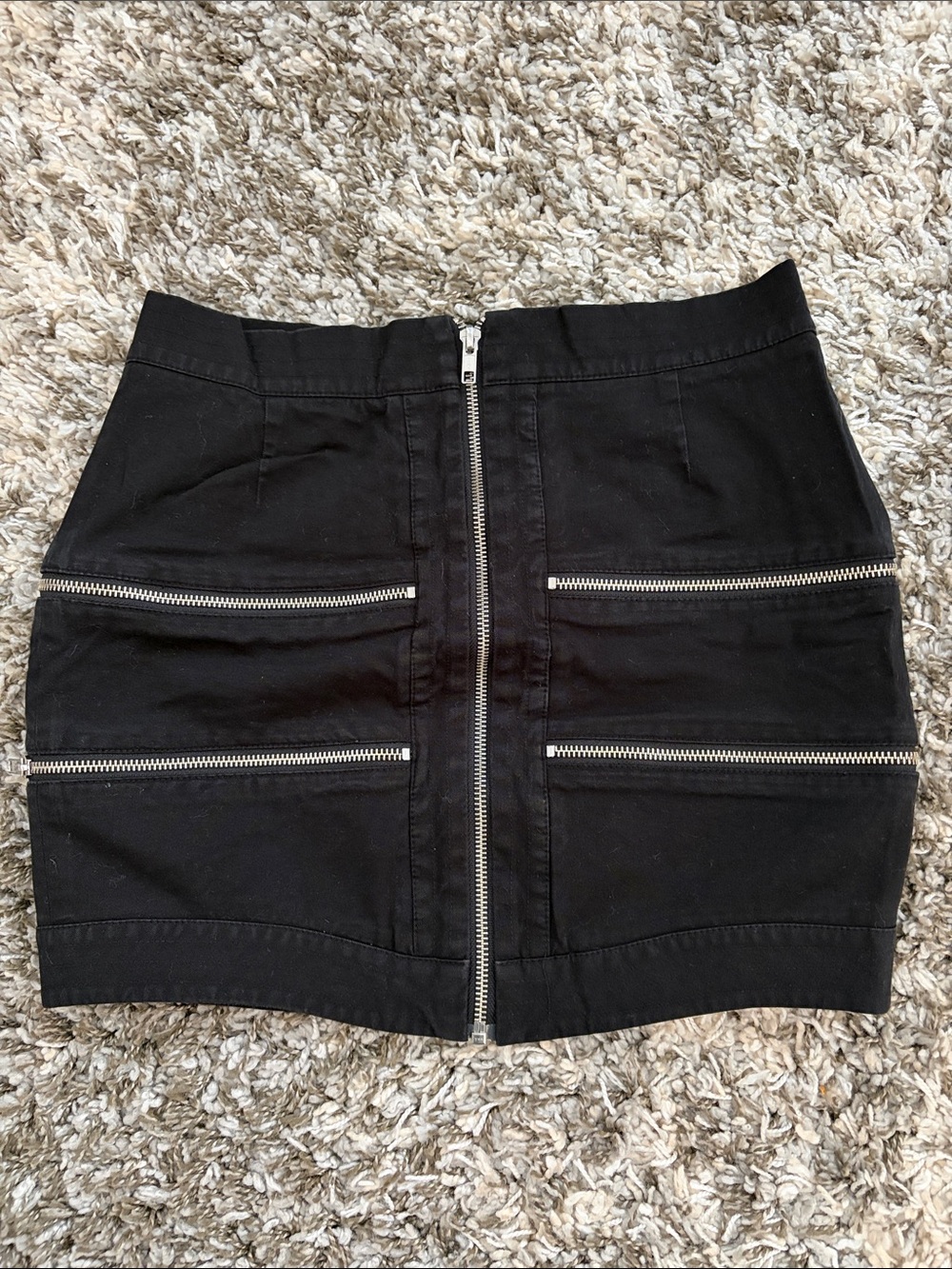 Victoria's Secret Black Mini Skirt with Silver Zippers size 2